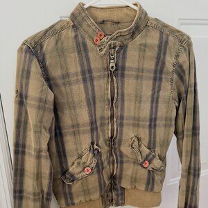 Plaid Light Brown Tan Bomb Boogie Bomber Jacket